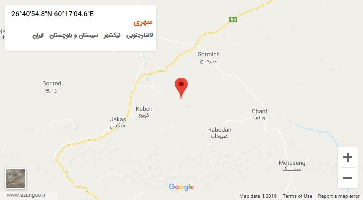 روستای سهری بر روی نقشه