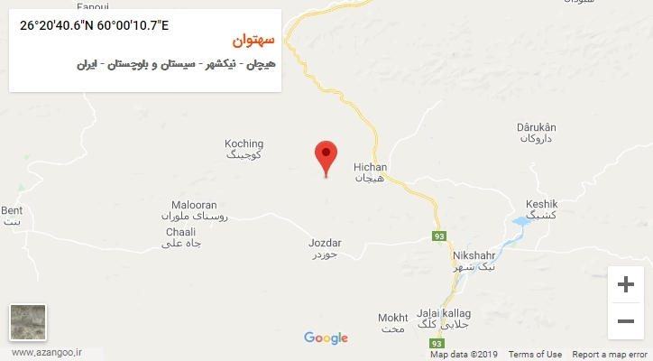 روستای سهتوان بر روی نقشه