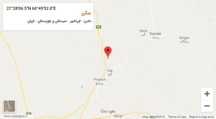 روستای سکن بر روی نقشه
