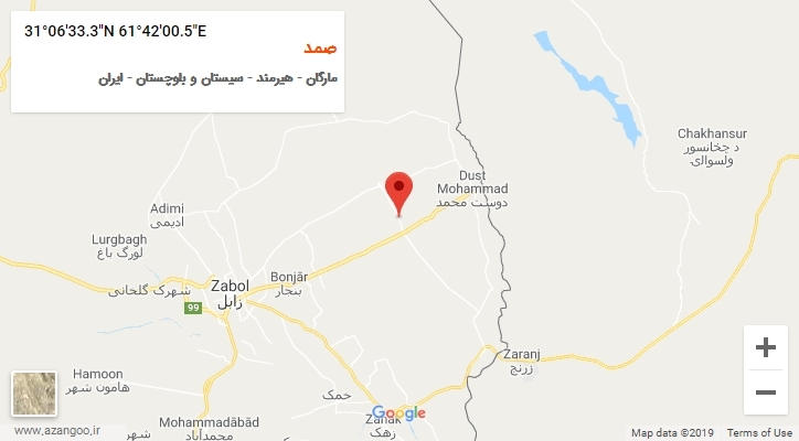 روستای صمد بر روی نقشه