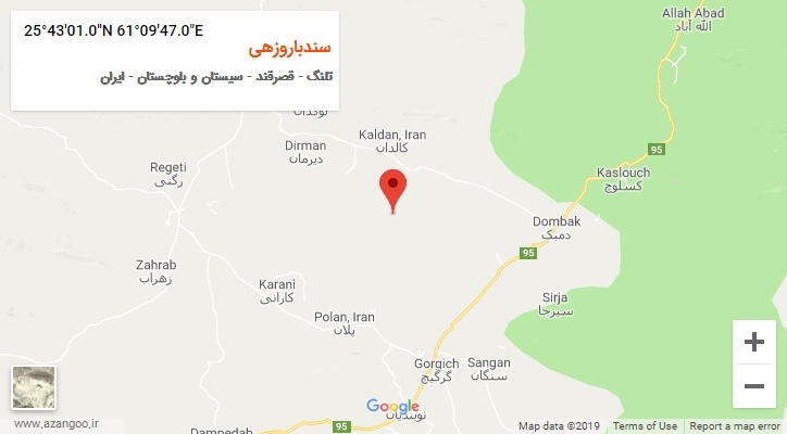 روستای سندباروزهی بر روی نقشه
