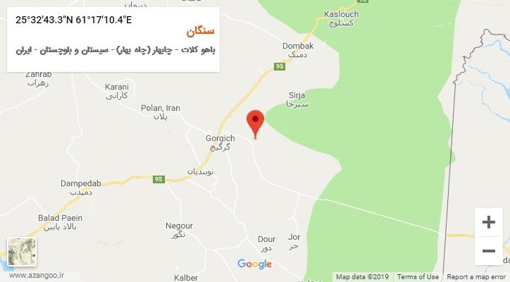 روستای سنگان بر روی نقشه