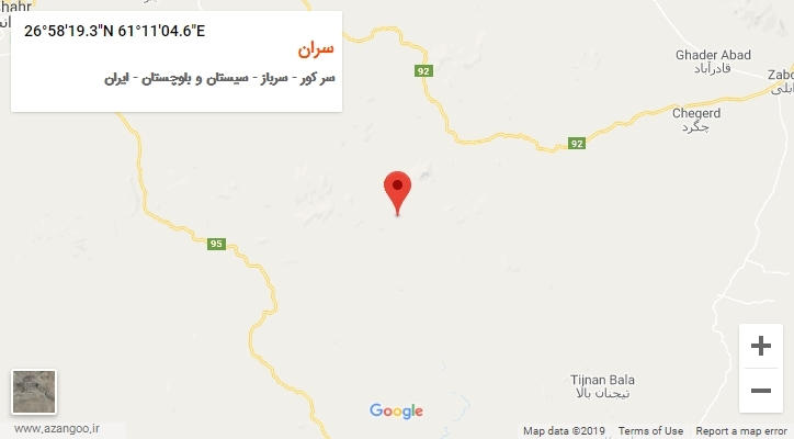 روستای سران بر روی نقشه