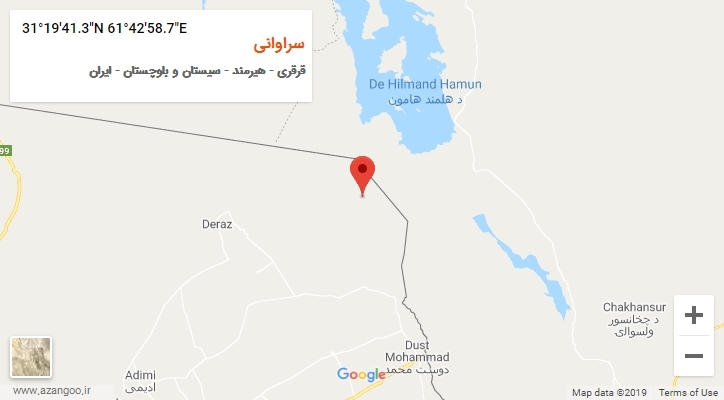 روستای سراوانی بر روی نقشه
