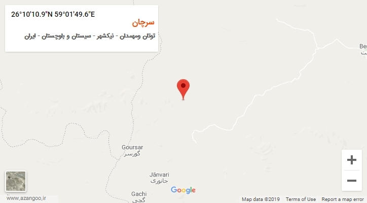 روستای سرچان بر روی نقشه