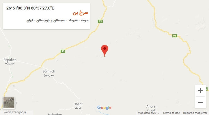 روستای سرخ بن بر روی نقشه