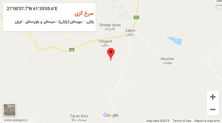 روستای سرخ گزی بر روی نقشه