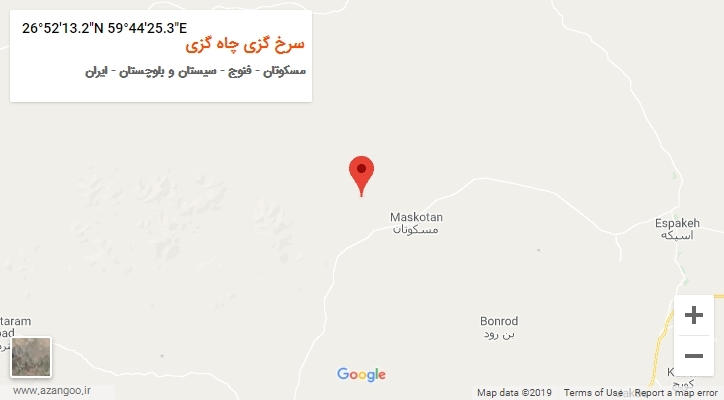 روستای سرخ گزی چاه گزی بر روی نقشه