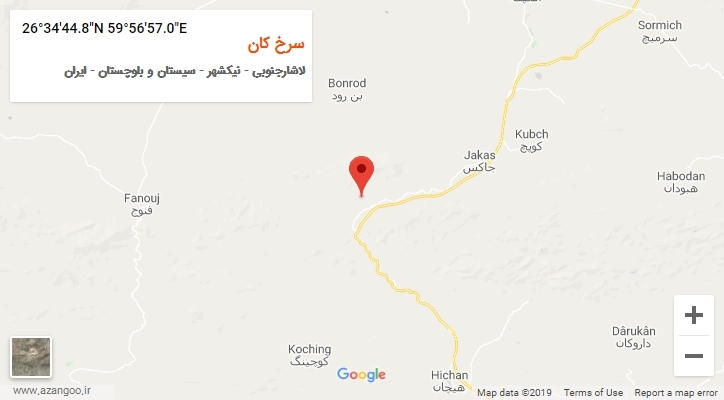 روستای سرخ کان بر روی نقشه
