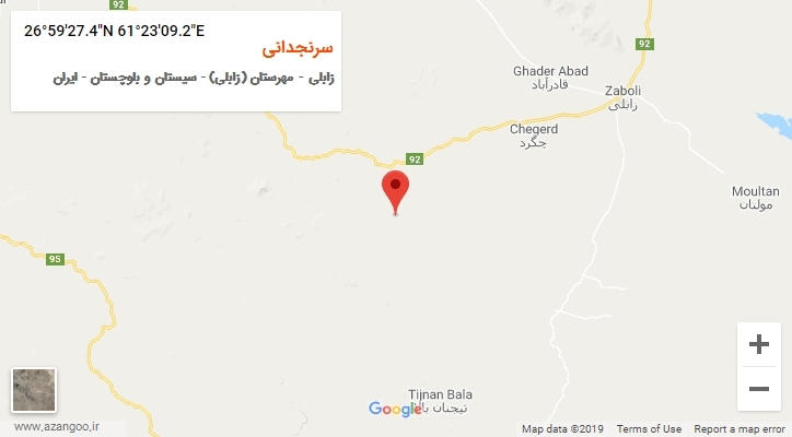 روستای سرنجدانی بر روی نقشه