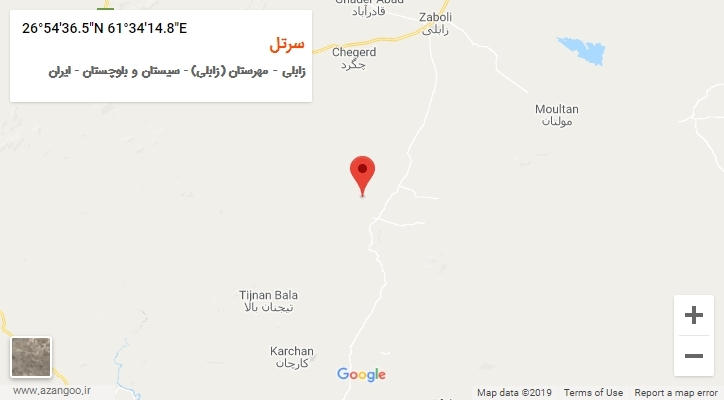 روستای سرتل بر روی نقشه