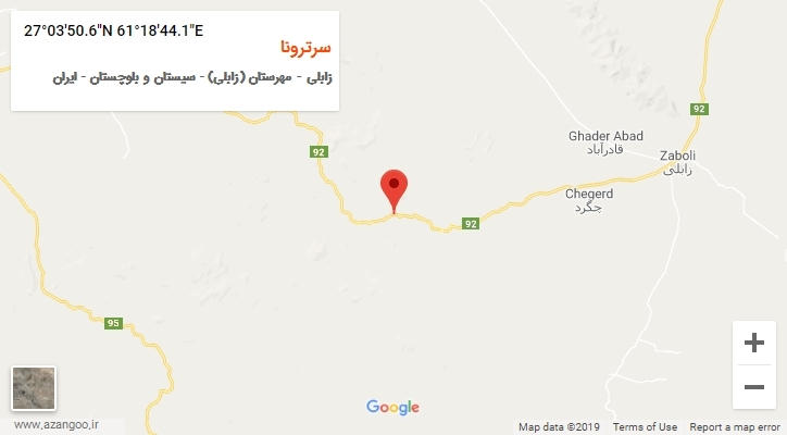 روستای سرترونا بر روی نقشه