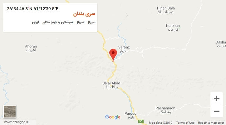 روستای سری بندان بر روی نقشه