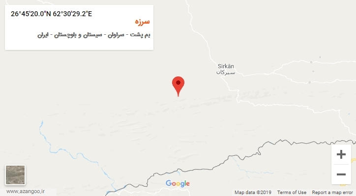 روستای سرزه بر روی نقشه