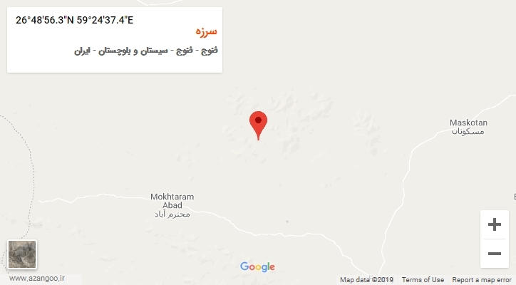 روستای سرزه بر روی نقشه