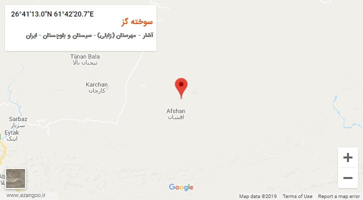روستای سوخته گز بر روی نقشه