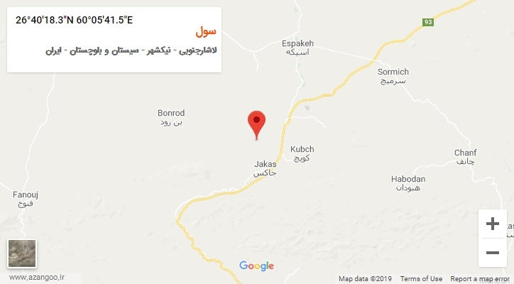 روستای سول بر روی نقشه