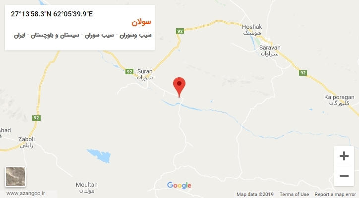 روستای سولان بر روی نقشه