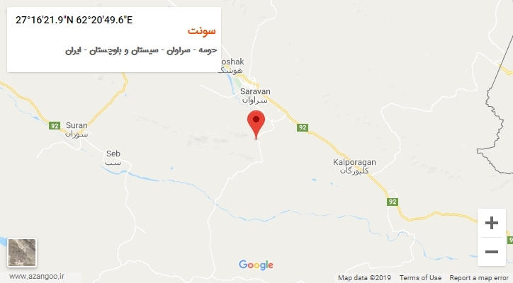 روستای سونت بر روی نقشه