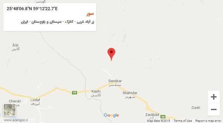 روستای سور بر روی نقشه