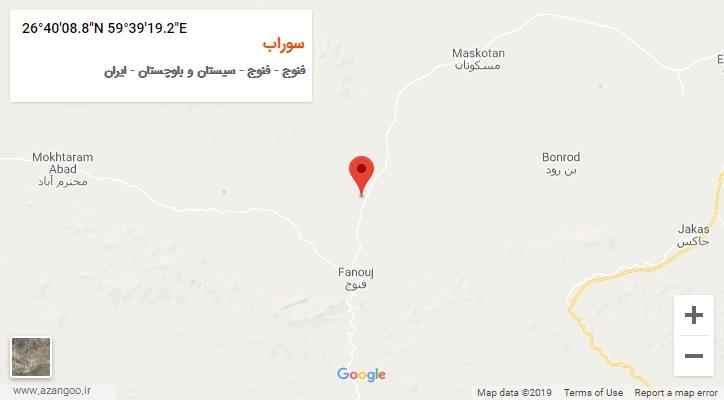 روستای سوراب بر روی نقشه