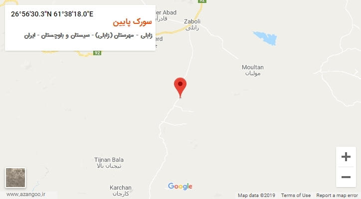 روستای سورک پایین بر روی نقشه