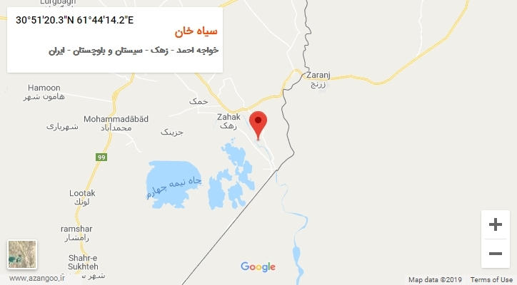 روستای سیاه خان بر روی نقشه