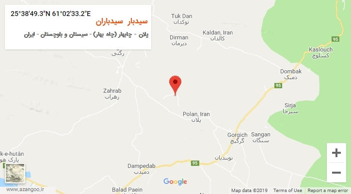 روستای سیدبار  سیدباران بر روی نقشه