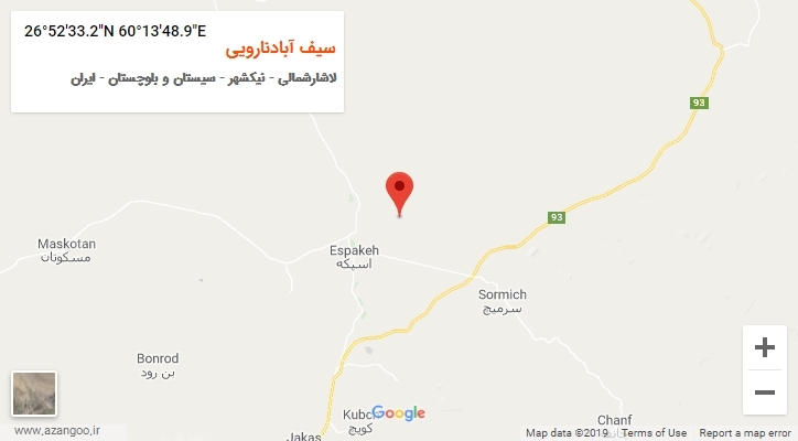 روستای سیف آبادنارویی بر روی نقشه