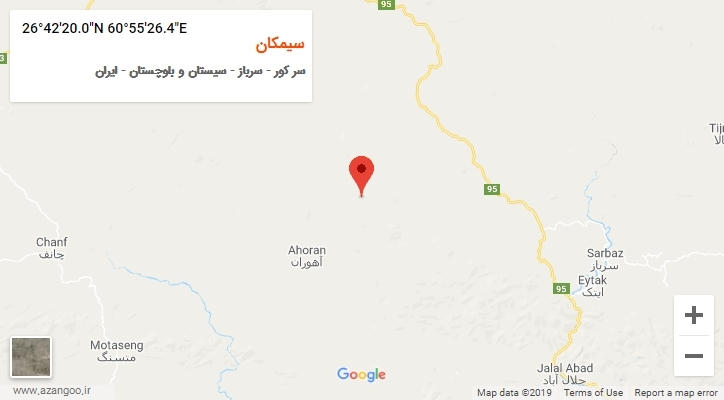 روستای سیمکان بر روی نقشه