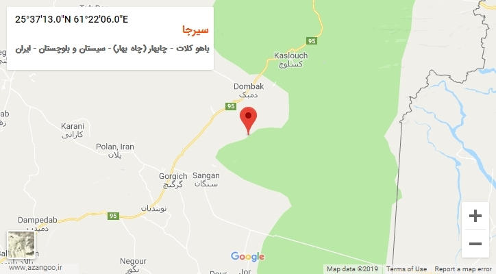 روستای سیرجا بر روی نقشه