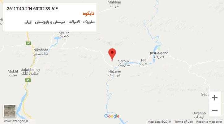 روستای تابکوه بر روی نقشه