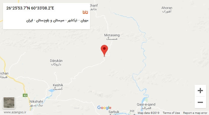 روستای تانا بر روی نقشه