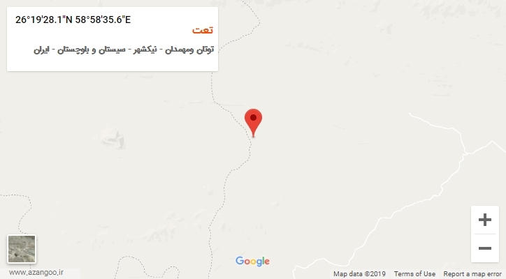 روستای تعت بر روی نقشه