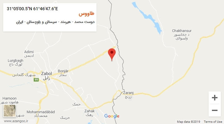روستای طاووس بر روی نقشه