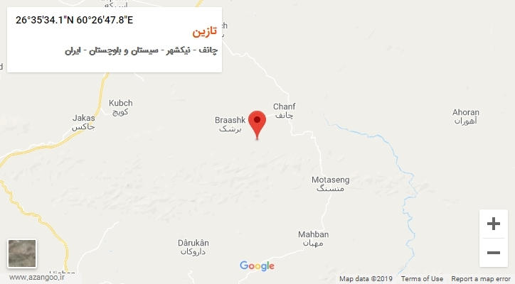 روستای تازین بر روی نقشه