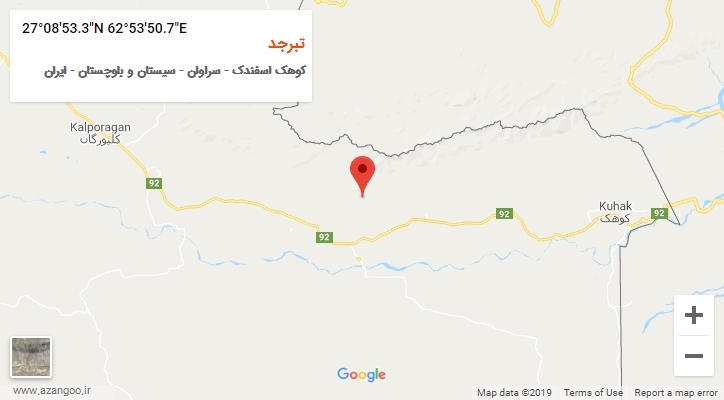 روستای تبرجد بر روی نقشه