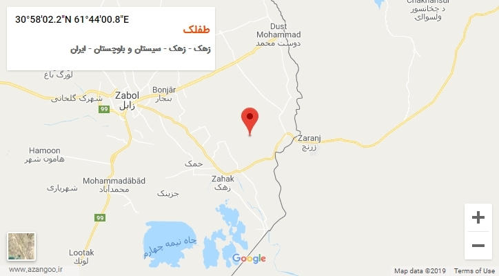 روستای طفلک بر روی نقشه
