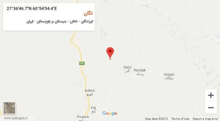 روستای تگان بر روی نقشه