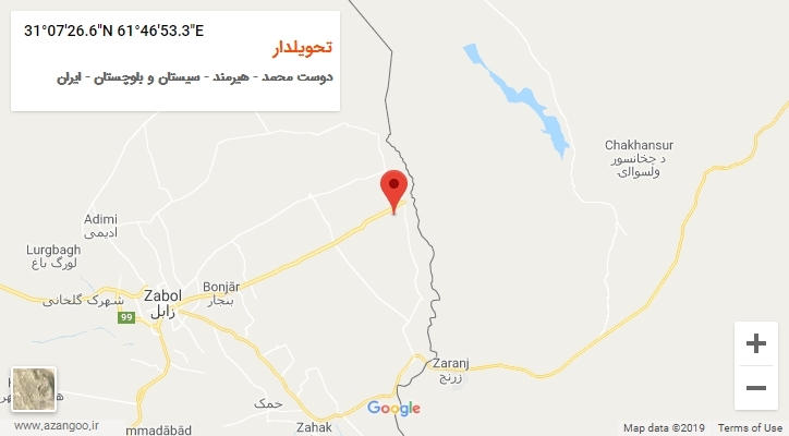 روستای تحویلدار بر روی نقشه