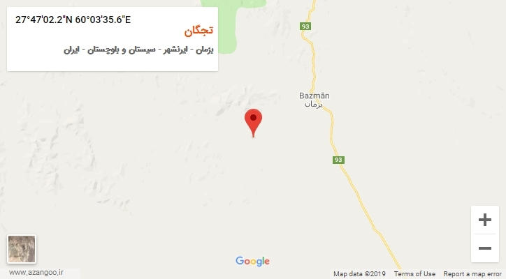 روستای تجگان بر روی نقشه