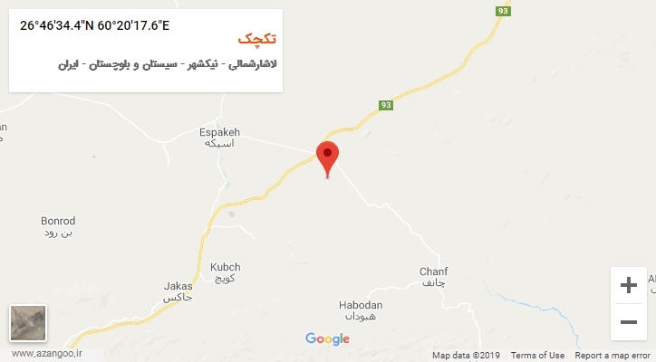 روستای تکچک بر روی نقشه