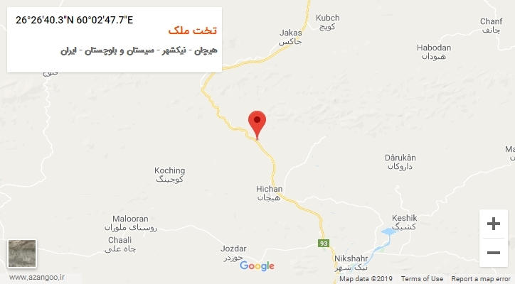 روستای تخت ملک بر روی نقشه