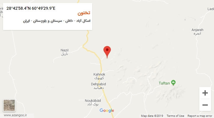 روستای تختون بر روی نقشه