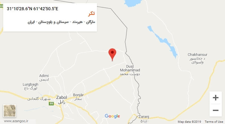 روستای تکر بر روی نقشه