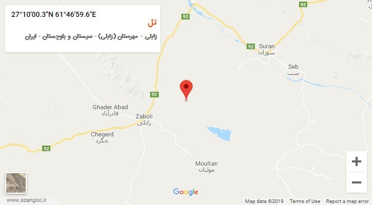 روستای تل بر روی نقشه
