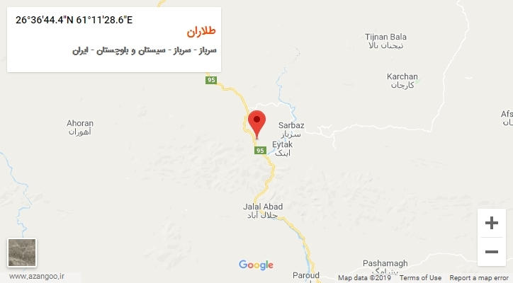 روستای طلاران بر روی نقشه