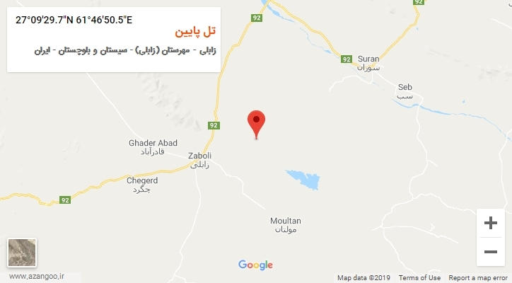روستای تل پایین بر روی نقشه