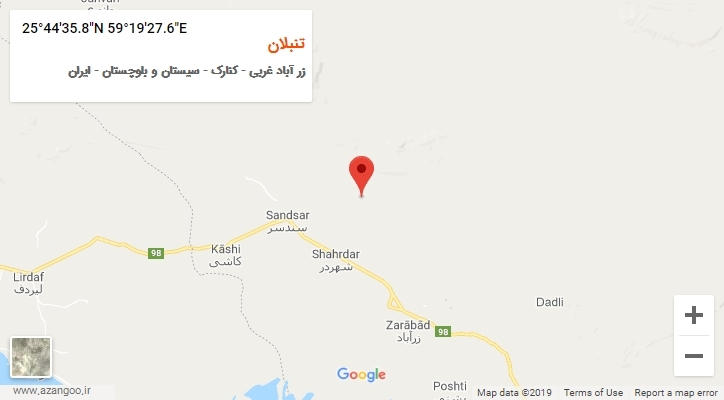 روستای تنبلان بر روی نقشه