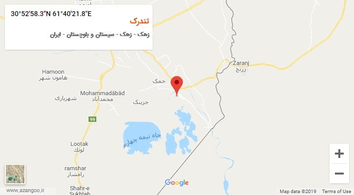 روستای تندرک بر روی نقشه